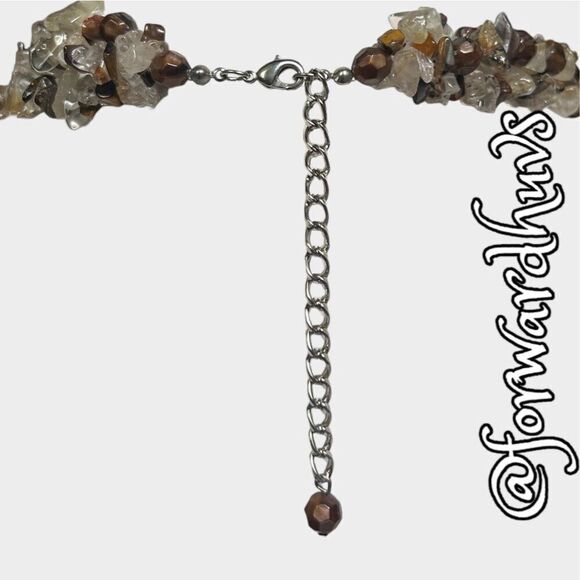 3 Strand Polished Chip Necklace | Quartz & Unidentified Stones | New - Picture 5 of 9